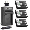 Kastar Battery (3-Pack) + Charger for Canon NB-3L, PowerShot SD10,