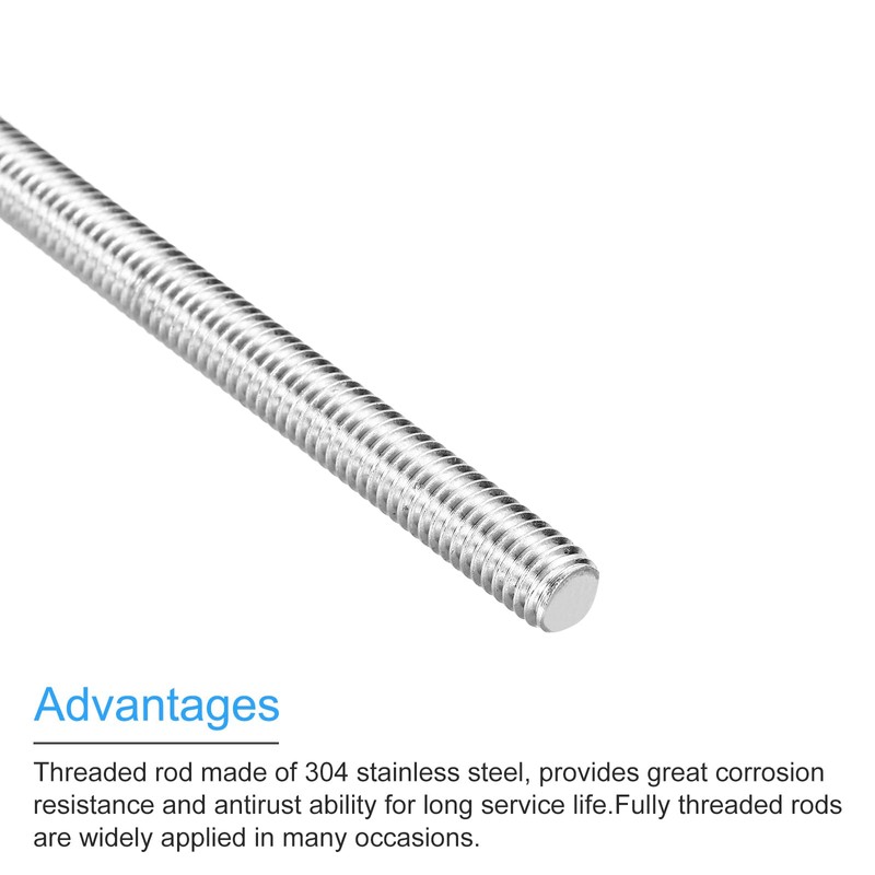 sourcing map Fully Threaded Rod 3/8"-16 UNC Thread Pitch 304