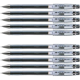 Pilot G-Tec C4 Gel Rollerball Pen 0.4 mm (Pack of 10, Black)