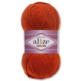 Alize 100 g Cotton Gold Premium Wool in 59 Colours, Summer Wool, Yarn, Knitting, Amigurumi (36 | Terracotta)