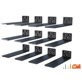 NEODROP 12-Pack 4 Inch Floating Shelf Brackets, Heavy Duty Hidden Shelves Bracket for Small Shelf, Kitchen Shelf, Nursery Shelf, Black Powder Coated Steel