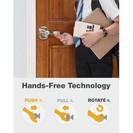 BRINKS - Alwood Modern Front Door Keyed Entry Lever, Satin Nickel - Exterior Home Hands-Free Keyed Entrance Front Door Lockset Polished Nickel Finish