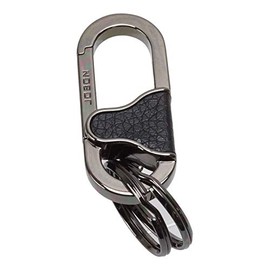 prendre PR-ZB213 Double Ring Key Ring, Key Ring, Carabiner Hook, Fashion Design, Men's, Black