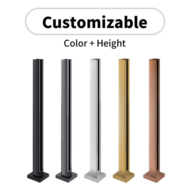 Glass Balustrade Post 37.4" End Post, 304 Stainless Steel Black