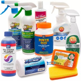 Spa Depot Hot Tub Pro Cleaning Kit - Detailing Supplies, Protectant & Spa System Flush