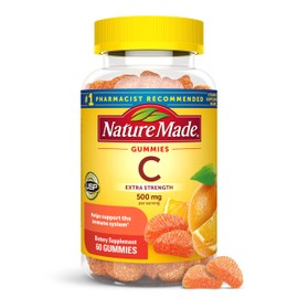 Nature Made Extra Strength Dosage Vitamin C 500 mg per serving, Dietary Supplement, Vitamin C Gummies for Immune Support, 60 Gummies, 30 Day Supply