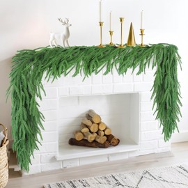 Realistic Norfolk Pine Garlands - 6FT Artificial Christmas Greenery Garland, Real Touch Pine Garland for Mantle Fireplace Table Porch Wall Indoor Outdoor Winter Christmas Decor