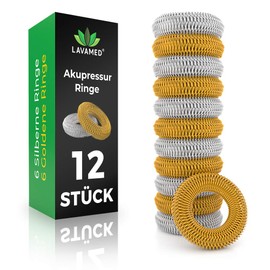 LAVAMED® Acupressure Rings (Pack of 12) Finger Massage Rings - Massage for Fingers - Finger Massage Ring with Improved Concept, Finger Rings for Finger Massage