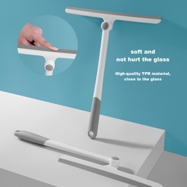 Shower Squeegee & 2-in-1 Cleaning Brush Sets,All Purpose Squeegee for Shower Door, Mirror, Glass, Streak Free Shower Squeegee,(11 in Wide Squeegee + 5 in Brush)