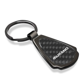iPick Image Compatible with Nissan Murano Real Black Carbon Fiber Gunmetal Gray Metal Teardrop Key Chain
