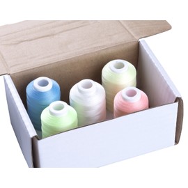 Simthread 5 Colors Luminous Glow in The Dark Embroidery Machine Thread, 550 Yrds Each