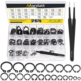 Mardatt 266Pcs 21 Sizes M4-M28 External Retaining Rings Assortment Kit, Circlip Retainer Rings, Circlip Snap Retaining C-Clips with Tweezer for Axles, Shafts and Other Moving Parts