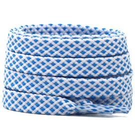 DELELE Athletic Flat Shoe Laces: Double Layer Colorful Twill Shoelaces 2 Pair 47 Inch White Blue