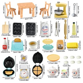 Golgner 31 Pieces Dollhouse Accessories, Miniature Gnome Accessories, Gnome Accessories Baking, 1/12 Miniature Food, Eggs, Baking Set, Tea Cup Set, Milk, for Gnome Door, Christmas Decoration Dollhouse