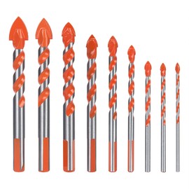 Hakkin 9-Piece Triangle Alloy Hole Saw Tile Drill Twist Drill Bit for Tiles, Concrete, Brick, Glass, Plastic, Wood and Marble 3/4/5/6/8/10/12/14/16 mm