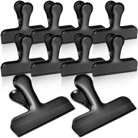 Bag Clips, 10 Pack Stainless Steel Chip Clips for Food, Food Clips Heavy Duty Clamp Clips Kitchen Clip Snack Clip for Office Kitchen Home, Black