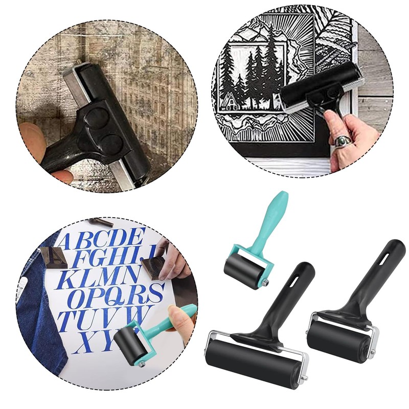 Rubber Roller, 3 PCS Printing Ink Roller Brayer Roller for