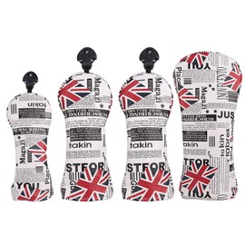 4pcs UK USA Waterproof Headcover Driver Cover Wood Cover Utility UT Cover with Conversion Doug (UK)