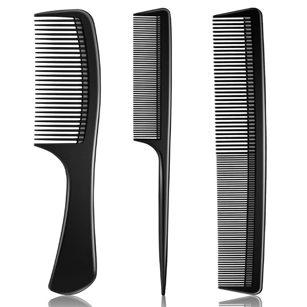 Rsiynax 3 Pieces Rsiynax Professional Teasing Comb, Premium Black Carbon