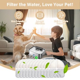 10 Pack Replacement Filters for FEELNEEDY 3Gal/12L Dog Water Dispenser (FN-W13), 5 Month Set for Large Dogs Water Bowl Dispenser, Includes 10 Filters & 10 Sponges