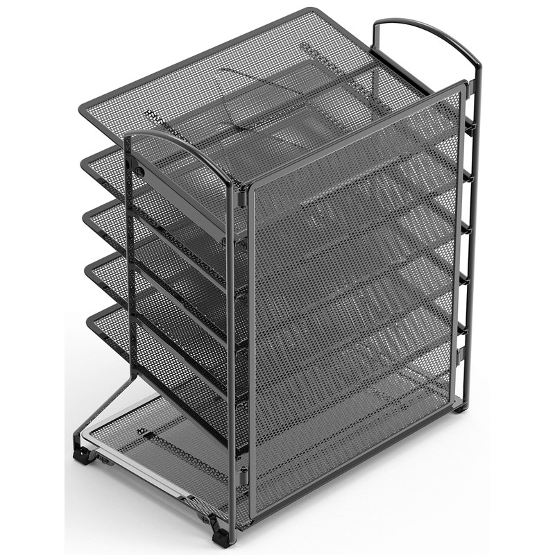 Simple Houseware 6-Tier Sliding File Organizer, Desk Letter Tray for