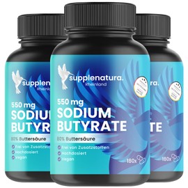 Butyrate Capsules (Economy Set) Premium: 550 mg per capsule with 80% butyric acid | Sodium Butyrate Capsules - Made in Germany - Supplenatura®