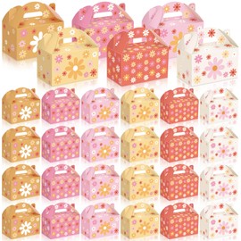Dunzoom 24 Pcs Daisy Flower Treat Boxes Colorful Floral Gift Boxes Summer Daisy Party Favor Boxes Hippie Boho Goodie Boxes for Girls Candy Wrapping Baby Shower Birthday Wedding Spring Decorations