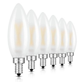 CRLight LED Candelabra Bulb 25W Equivalent 250LM, 3000K Soft White 2W Chandelier Light Bulbs, E12 Vintage Edison B10 Frosted Glass Dimmable LED Candle Bulbs, 6 Pack