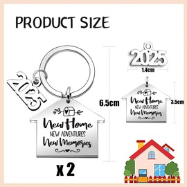 QZKJQDD 2Pcs New Home Keyring, 2025 New Home Gifts, Home for Couple Keychain, Blessings printed on it, Suitable for House Warming, Gifts for Couple