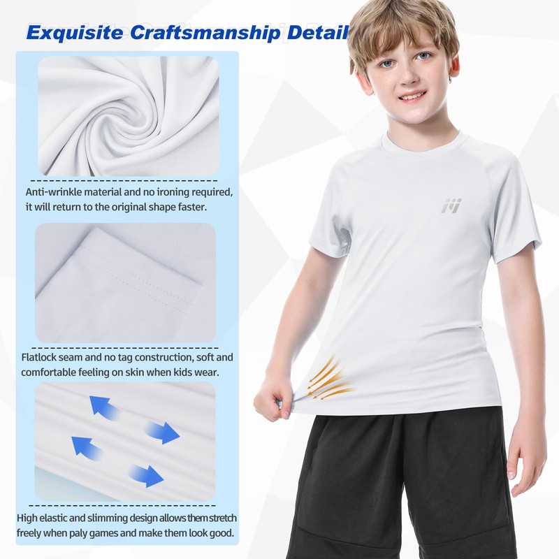 MEETWEE Jungen Rash Guard Kurzarm Kinder Badeshirt UV Schutz UPF