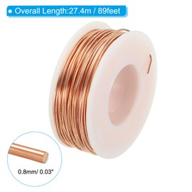 PATIKIL 89.89 Feet Solid Bare Copper Wire,20 Gauge 99.9% Pure Copper Wire 0.8mm Soft Beading Wire Metal Plant Stem Ties for Jewelry Craft (27.4m)