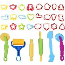 30Pcs Dough Tools for Kids with Animal Molds, Durable Clay Sculpting Kit for Shaping & Carving Creations, Dough Accessories Set Easy to Clean & Store