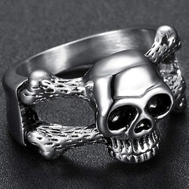 Jude Jewelers Stainless Steel Retro Vintage Gothic Skull Cocktail Party Biker Ring (Silver, 7)