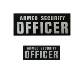 Armed Security Officer Reflective Patches with Hook and Loop Backing, 2-Pack, Black