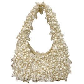 Trendy Pearl Shoulder Purse for Women Small Y2k Tote Bags for Party Rhinestone-Encrusted Designer Handbags