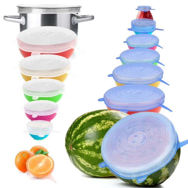 Reusable Premium Silicone Stretch and Seal Lids 14PCS for Food