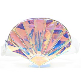 TINYAT Holographic Seashell Bum Pack for Women Waterproof Fanny Waist Pack Cute Belt Bag with Adjustable Strap for Outdoor Dating Party Travel,T1956XC