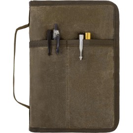 Classic Waxed Canvas Zip Notebook Cover, Pocket for Diary, Diary Cover for Field Notes, Waterproof Cover for Moleskine Cahier 5 x 8 Notepads, A5 Lighthouse (Brown)