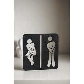 WC Schild – Minimalistisches Toilettenschild im Paar-Design – Gäste-WC & Badezimmer Deko – 3D Druck aus PLA (Schwarz, Zusammen)