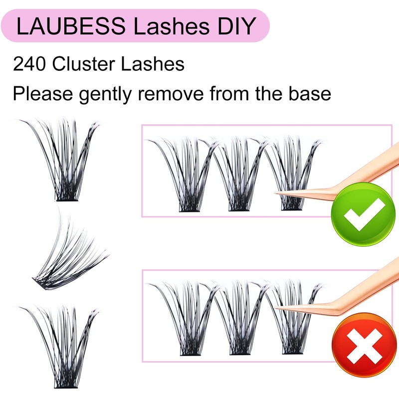 Lash Clusters 40D LAUBESS Eyelash Clusters Individual Lashes Mixed Tray
