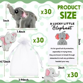 Vercraft 30 Sets Good Luck Gifts Little Elephant Charm Bulk with Story Card 30 Lucky Little Elephant Figurines Miniature 30 Good Luck Cards 30 Organza Bags for Elephant Party Friend Coworkers Employee