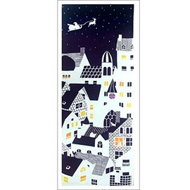 Edo-Ten (Todaya Shoten) Riion-Dyed Tenugui, Christmas Eve 1045, Approx. 14.6 x 38.6 inches (37 x 98 cm)