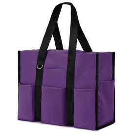 Becokan Large Tote Bag for Women Waterproof with 12 Pockets Top Zipper Closure Utility Teacher Nurse Bags for Work School