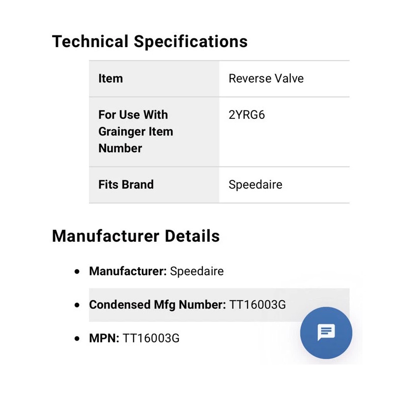 Speedaire OEM Replacement Reverse Valve TT16003G For Air Impact Wrench