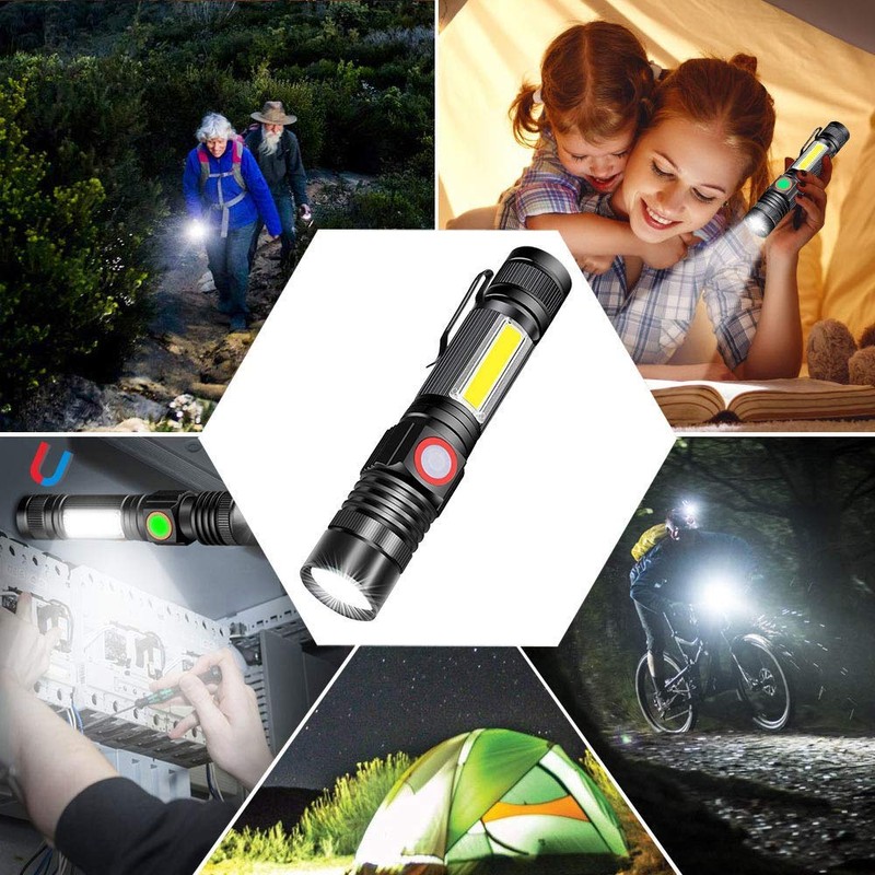 Hoxida Rechargeable Flashlight(Battery Included), Magnetic LED Flashlight with COB sidelight,