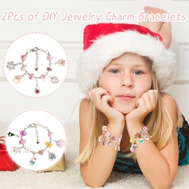 OuMuaMua 24 Days Christmas Advent Calendar 2025, Charm Bracelet Making Kit, Pink Charm Beads, Countdown Calendar DIY Jewelry Making Kit for Adults Women Teens Girls Kids Xmas Holiday Birthday Gifts