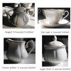 GuangYang 15-pcs Porcelain Tea sets for Adults, Off White Embossed
