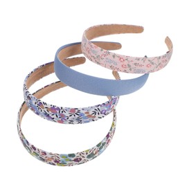 Healeved Vintage Floral Wide Headbands Set of 4 Women's Fabric Hair Accessories for Makeup and Sports Retro Style Hairbands for Girls