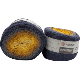 500 g Ilkadim Export Rosegarden, 500 g Bobbel Wool Colour Gradient, 100% Cotton, Bobble Knitting Wool, Multicoloured (White Ochre Grey 326)