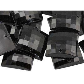 Allstarco 12mm Jet Black CH37 Square Flat Back Sew On Beads for Crafts Plastic Acrylic Rhinestones with Holes for Sewing, Clothing Embelishments, Costume Cosplays 60 Pieces